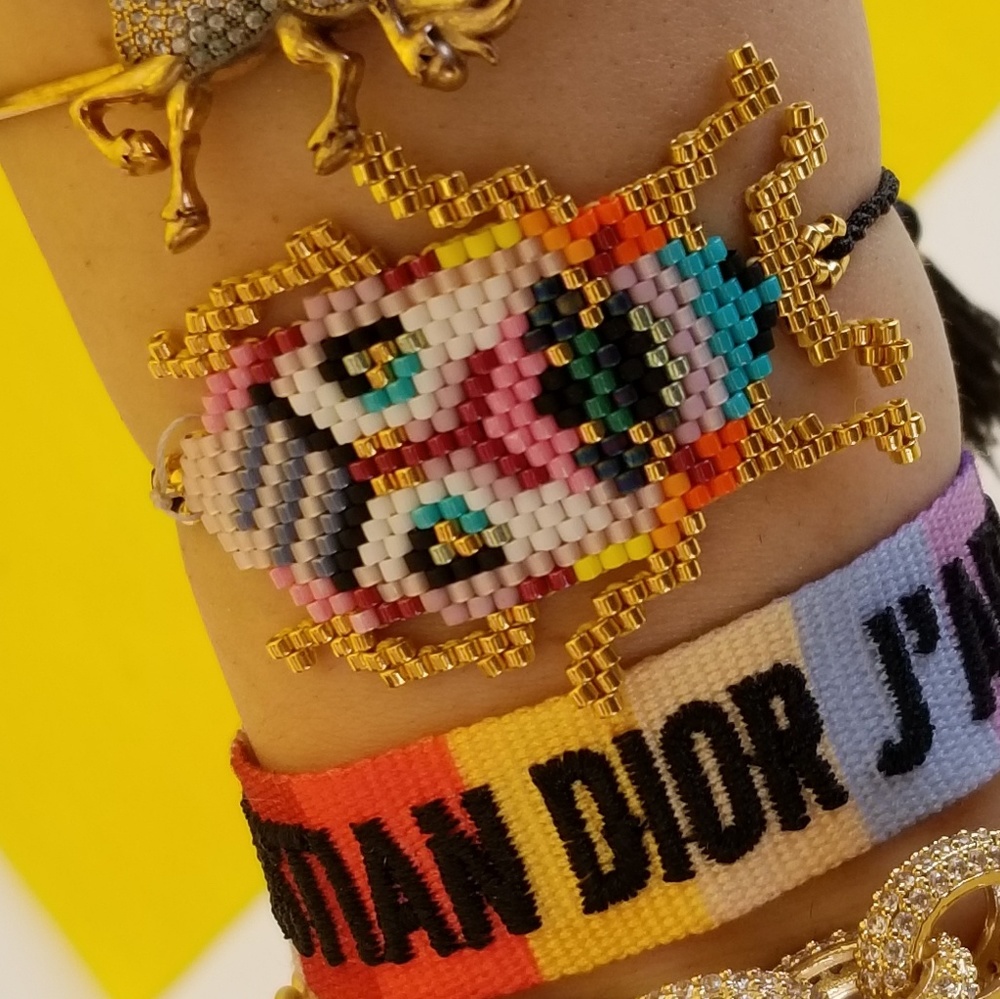 Multicolor pixel bug bracelet